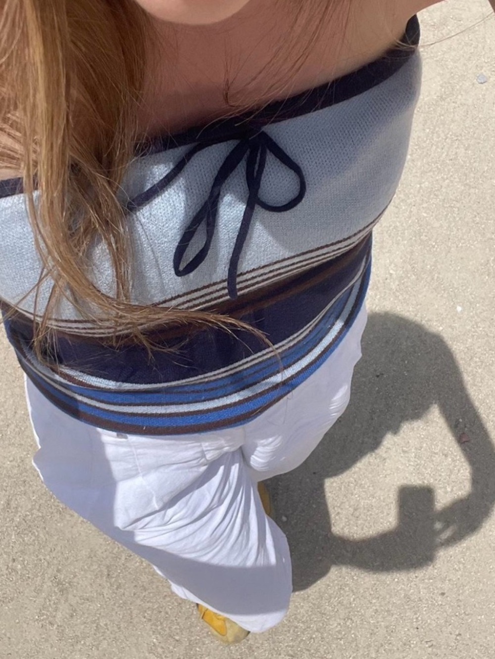 Striped Navy & Light Blue Knit Tube Top